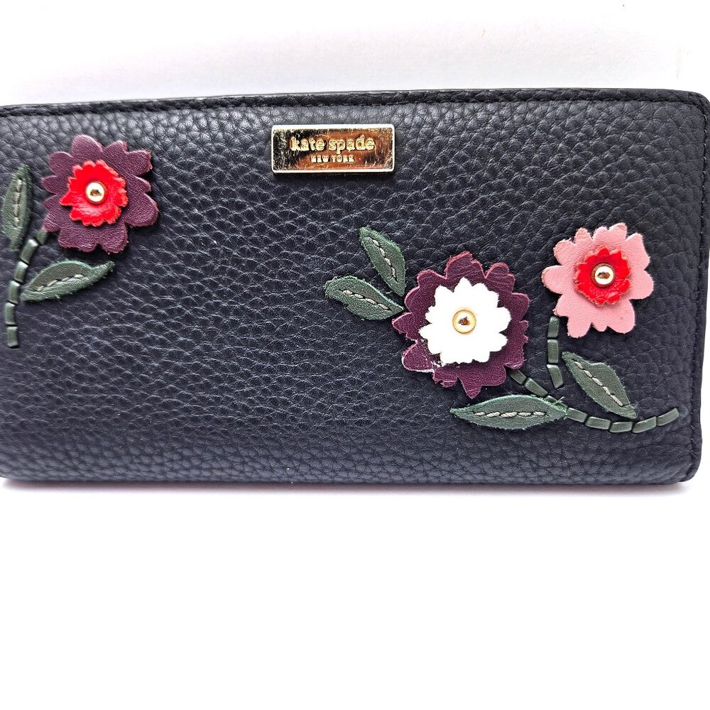 RARE Kate Spade Laurel Way Stacey Pebbled Leather Floral Cutout Flowers Poppy